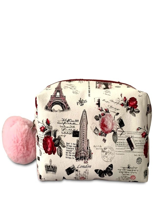 STRUTT A Trip to Paris Toiletry kit, Jewellery Bag, Cosmetic Pouch, Medium Sized DOPP kit for Women (White) - Image 1